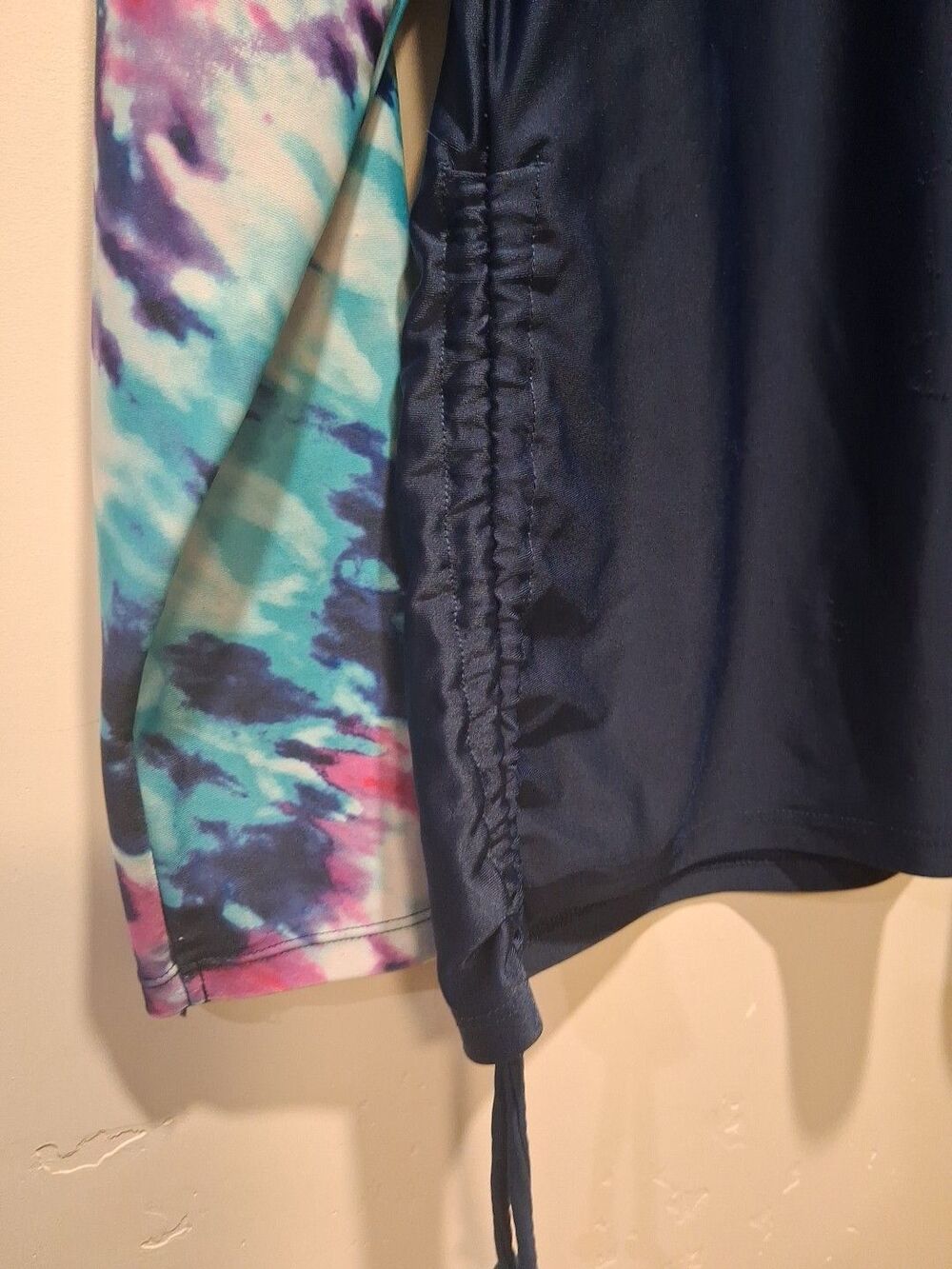 Free Country Womens XL Blue Pink Tie Dye Sun Block Rash Guard Zip UPF 50 Swim - Picture 9 of 15